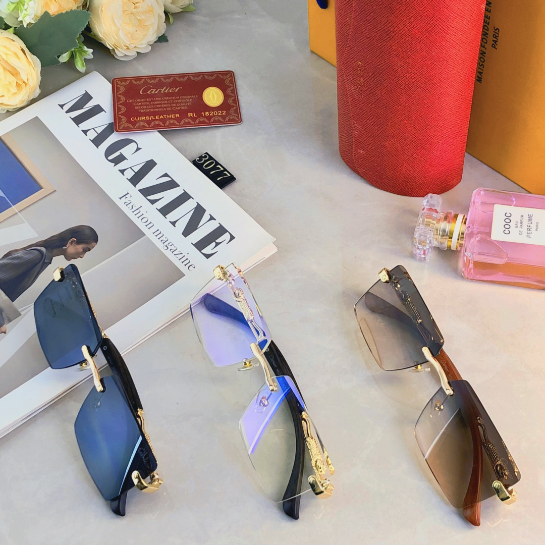 。。Cartie*欧美方形前卫个性小框太阳眼镜女ins无框超酷网红墨镜防紫外线男