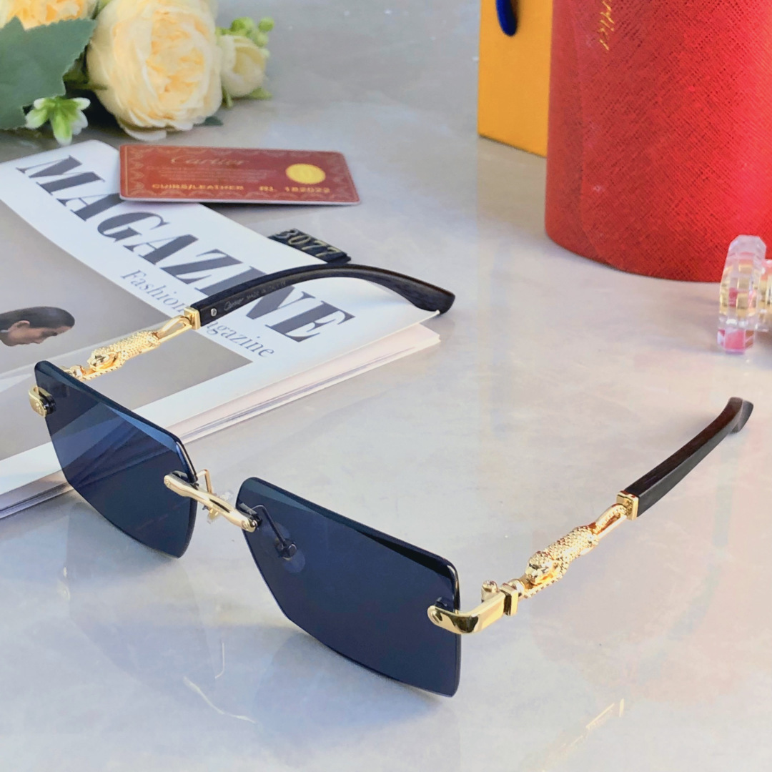 。。Cartie*欧美方形前卫个性小框太阳眼镜女ins无框超酷网红墨镜防紫外线男