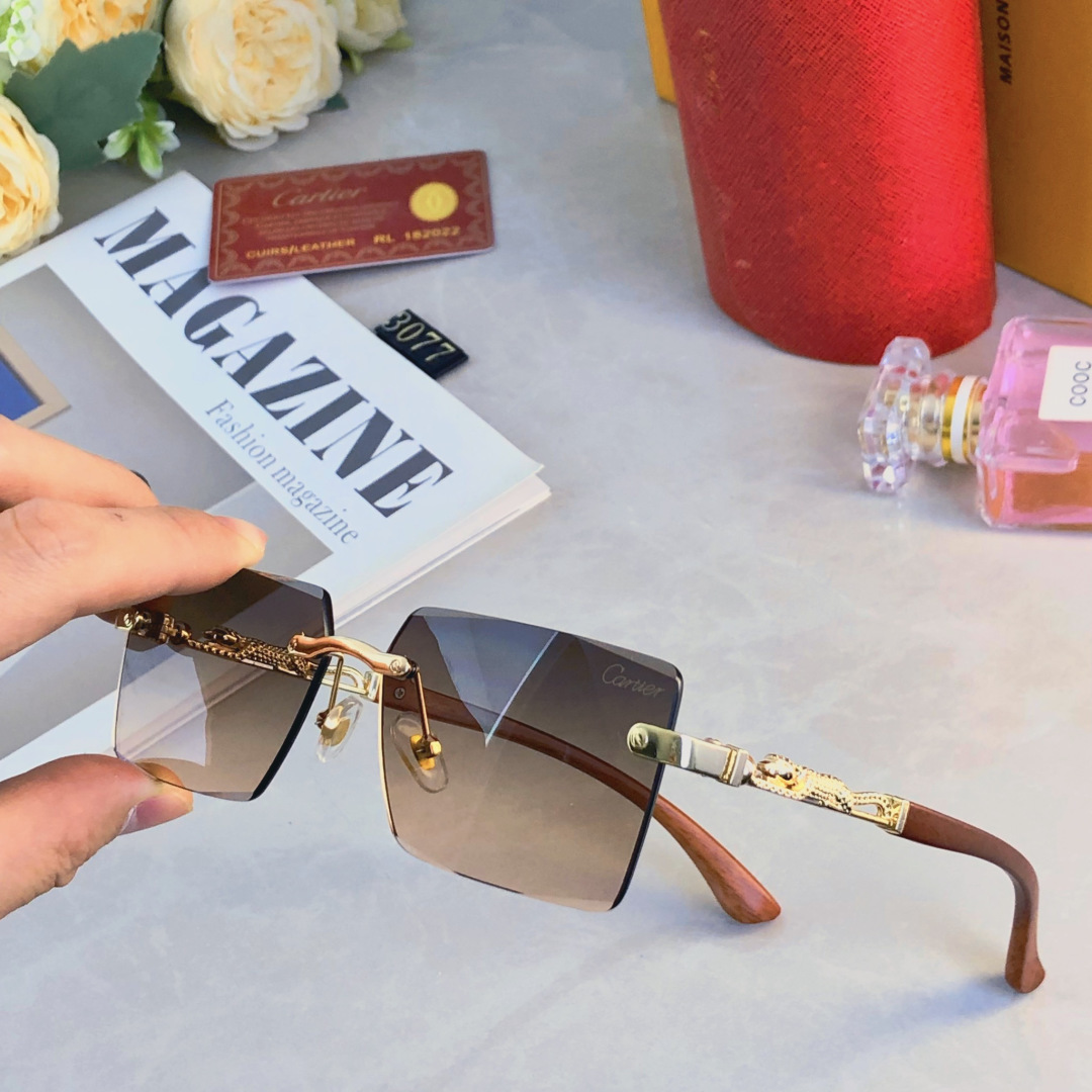 。。Cartie*欧美方形前卫个性小框太阳眼镜女ins无框超酷网红墨镜防紫外线男