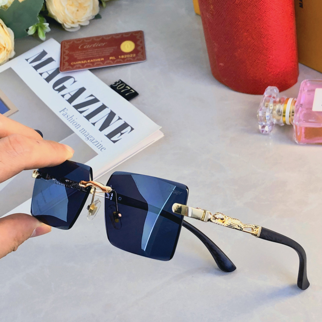 。。Cartie*欧美方形前卫个性小框太阳眼镜女ins无框超酷网红墨镜防紫外线男