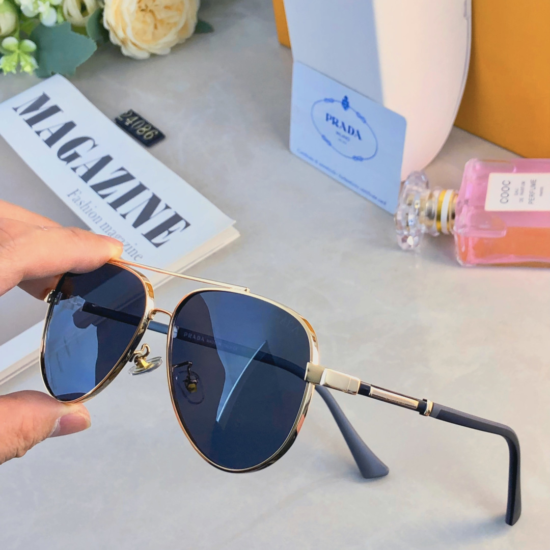。。Prad*情侣款复古飞行员太阳镜男女高颜值时尚街拍遮阳防晒墨镜拍照旅游