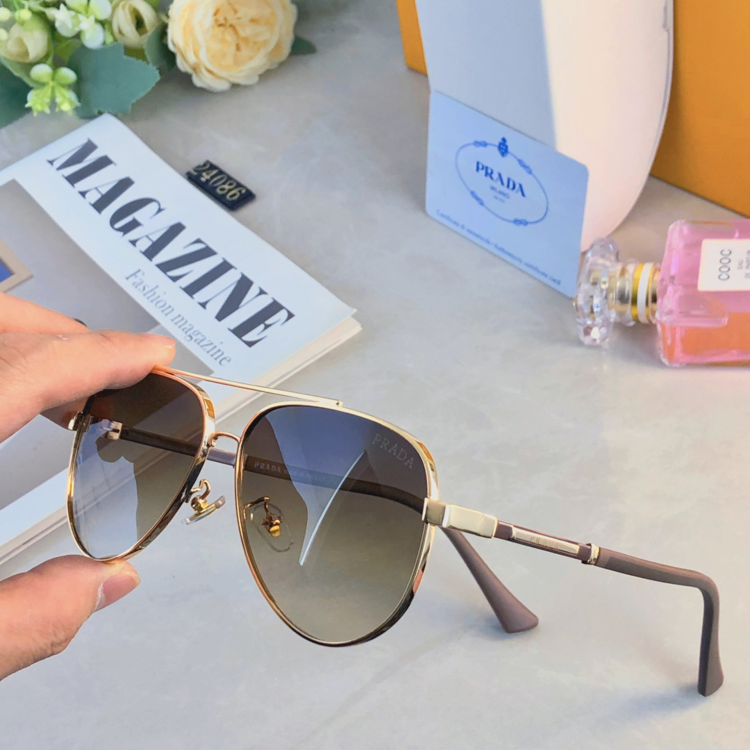 。。Prad*情侣款复古飞行员太阳镜男女高颜值时尚街拍遮阳防晒墨镜拍照旅游