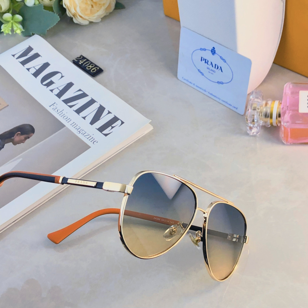 。。Prad*情侣款复古飞行员太阳镜男女高颜值时尚街拍遮阳防晒墨镜拍照旅游
