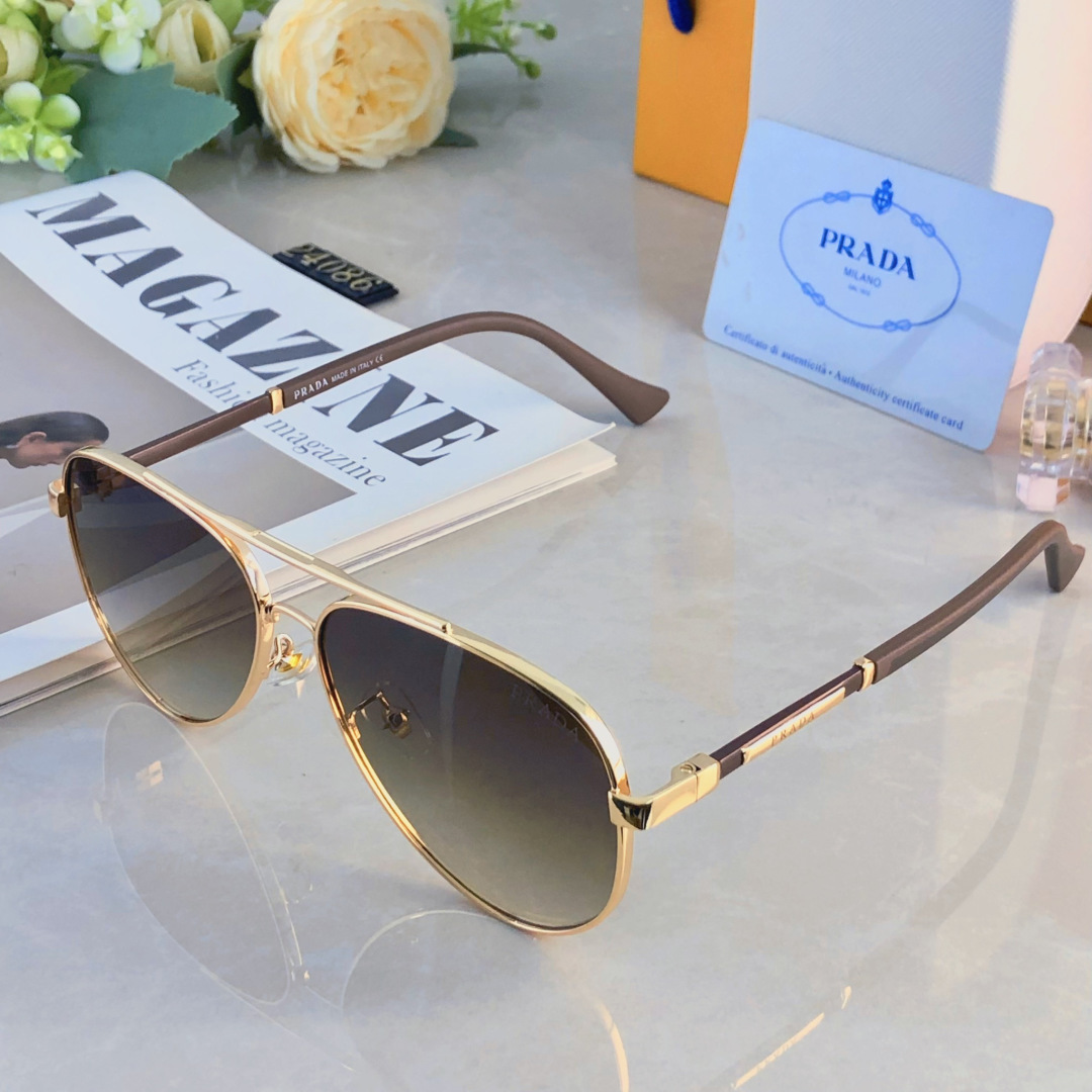 。。Prad*情侣款复古飞行员太阳镜男女高颜值时尚街拍遮阳防晒墨镜拍照旅游
