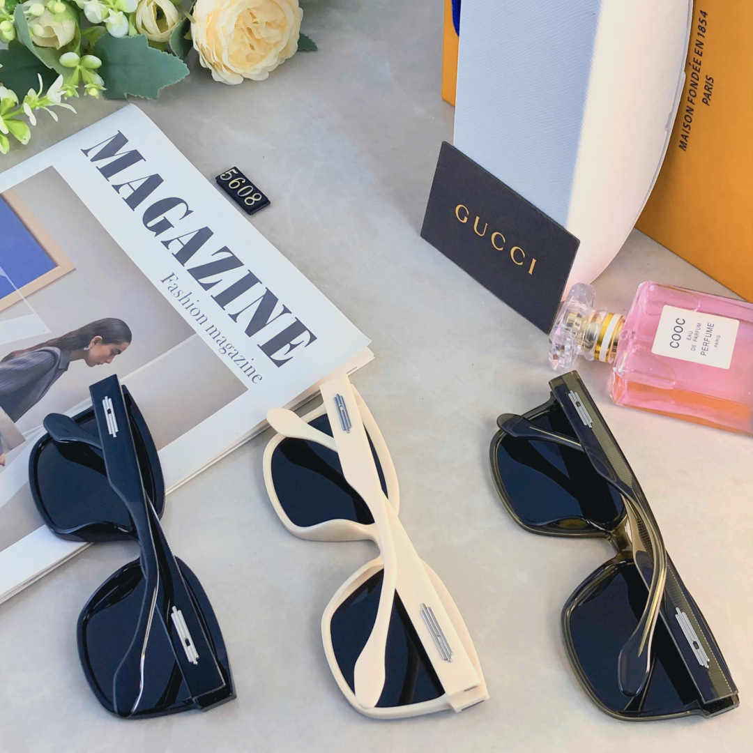 。。Gucc*新款墨镜女高级感方框网红街拍户外登山防紫外线太阳眼镜男大脸