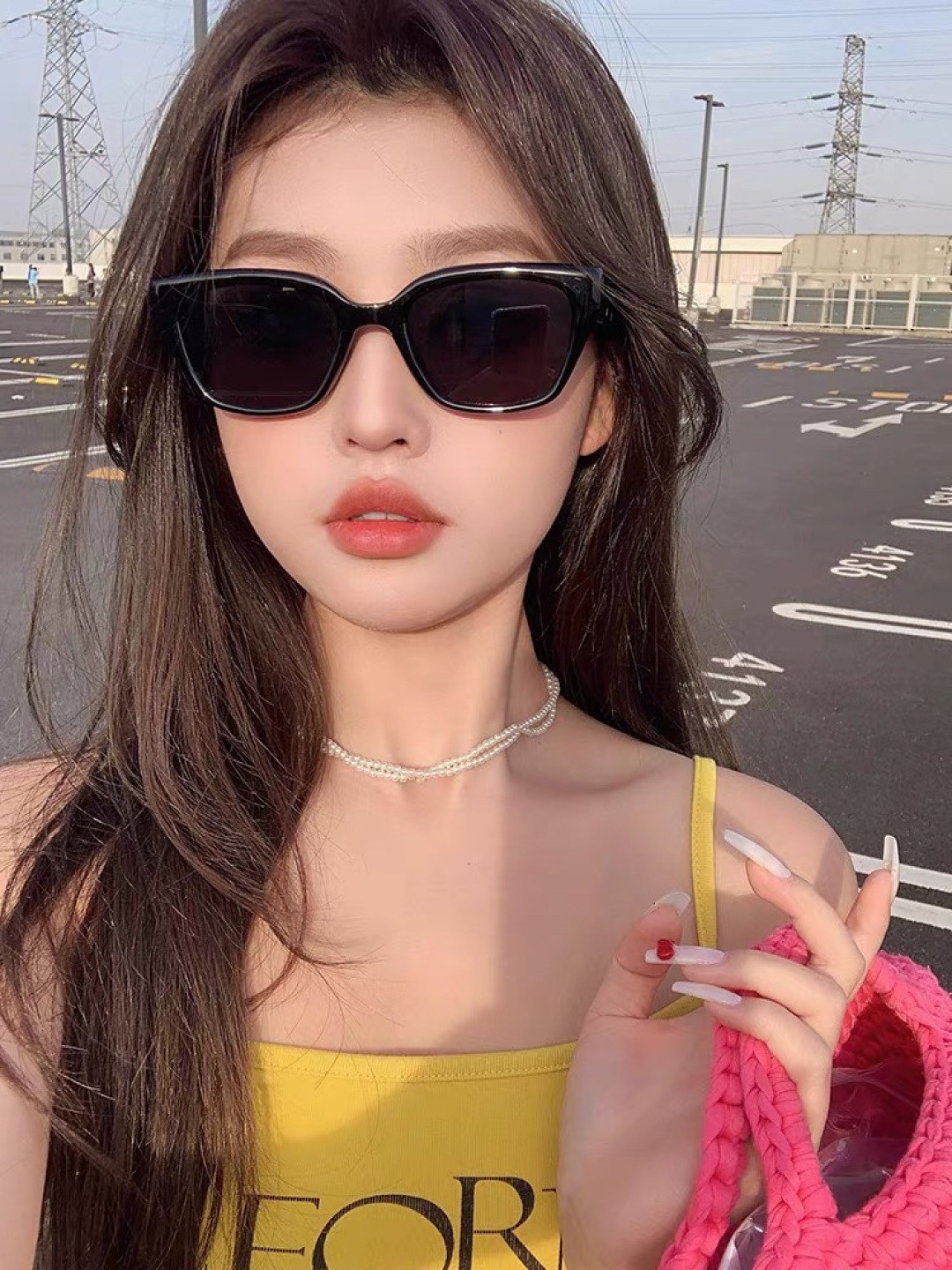 。。Gucc*欧美风网红猫眼太阳镜新款潮凹造型时尚街拍超黑墨镜女ins