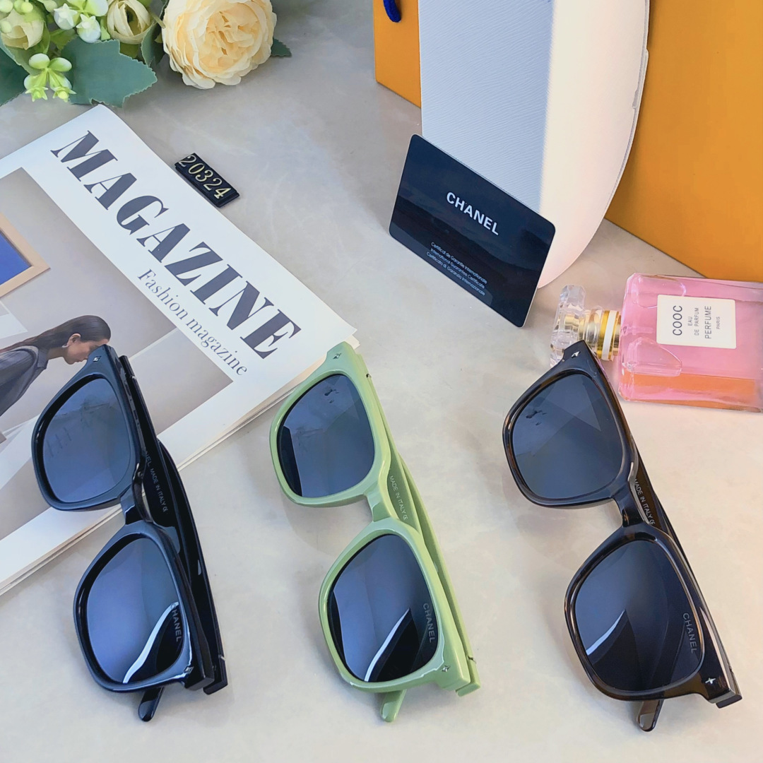 。。CHANE*韩版复古绿色遮阳猫眼墨镜女款潮高级感方形太阳眼镜男款