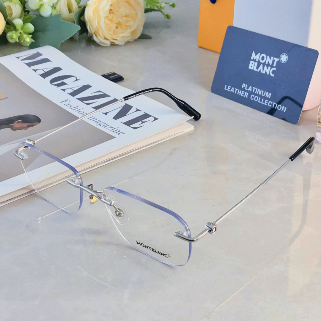。。Mont blan*高端无框眼镜金丝无边框近视眼镜框超轻舒适简约时尚