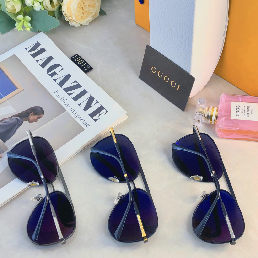 。。Gucc*新款偏光太阳镜男士时尚金属框墨镜蛤蟆镜户外钓鱼开车驾驶镜