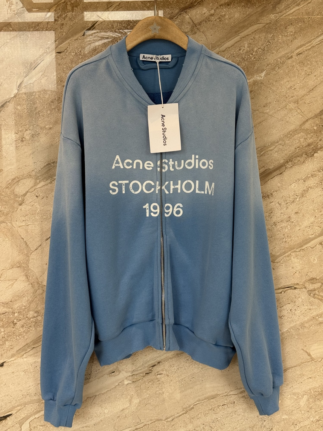 Свитшот Acne Studios STOCKHOLM 1996 синий с молнией