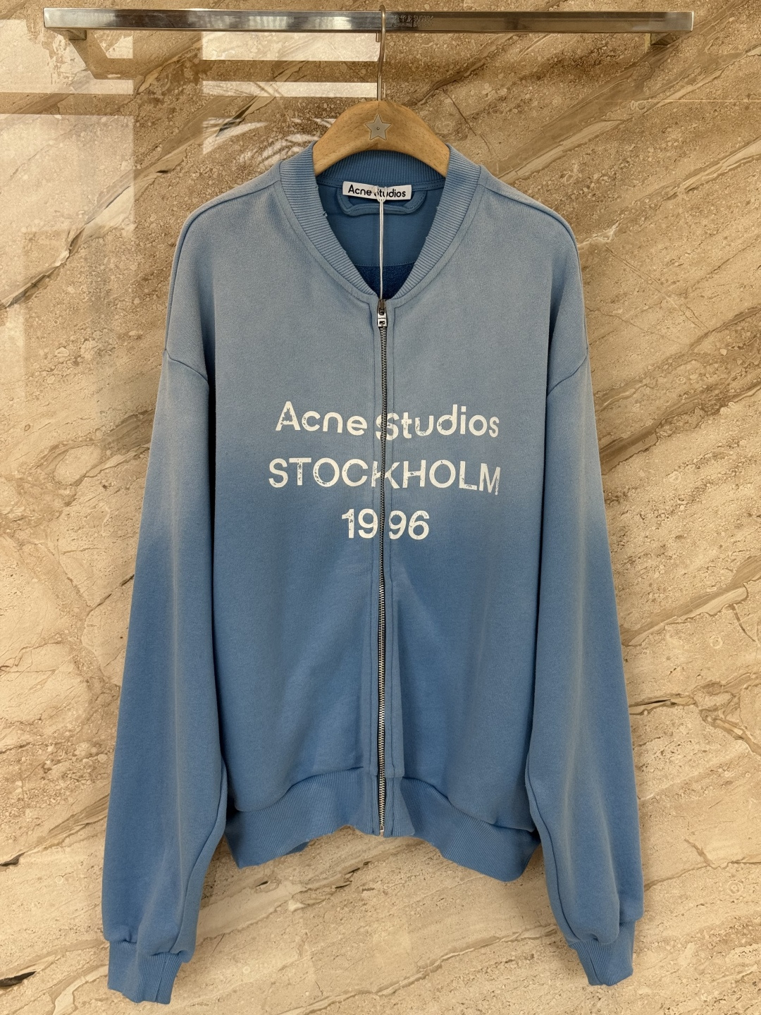 Свитшот Acne Studios STOCKHOLM 1996 синий с молнией