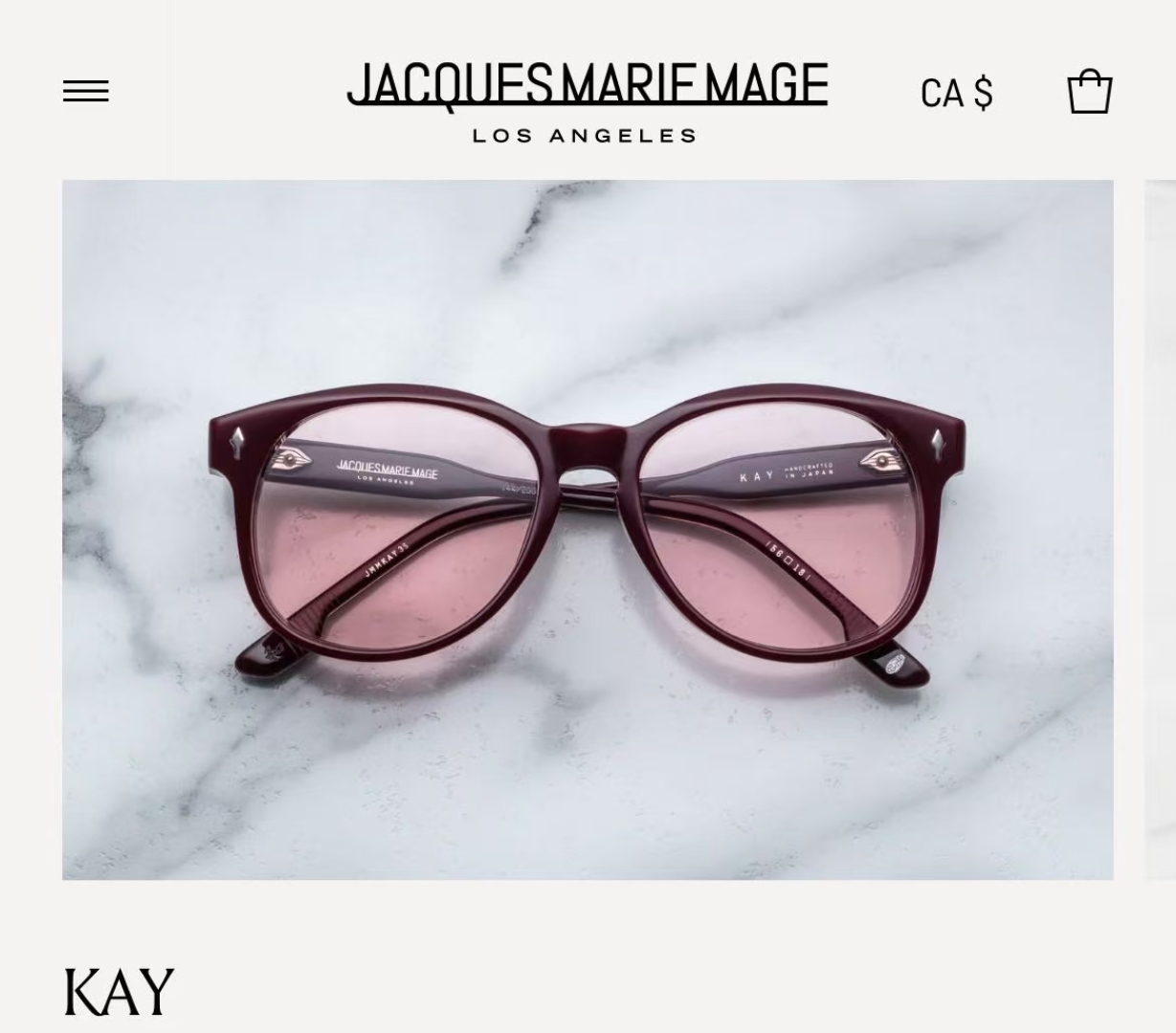  JACQUES MARIE MAGE
MODELKAY
SIZE：56-18
