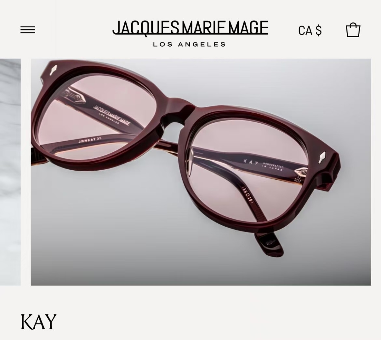  JACQUES MARIE MAGE
MODELKAY
SIZE：56-18
