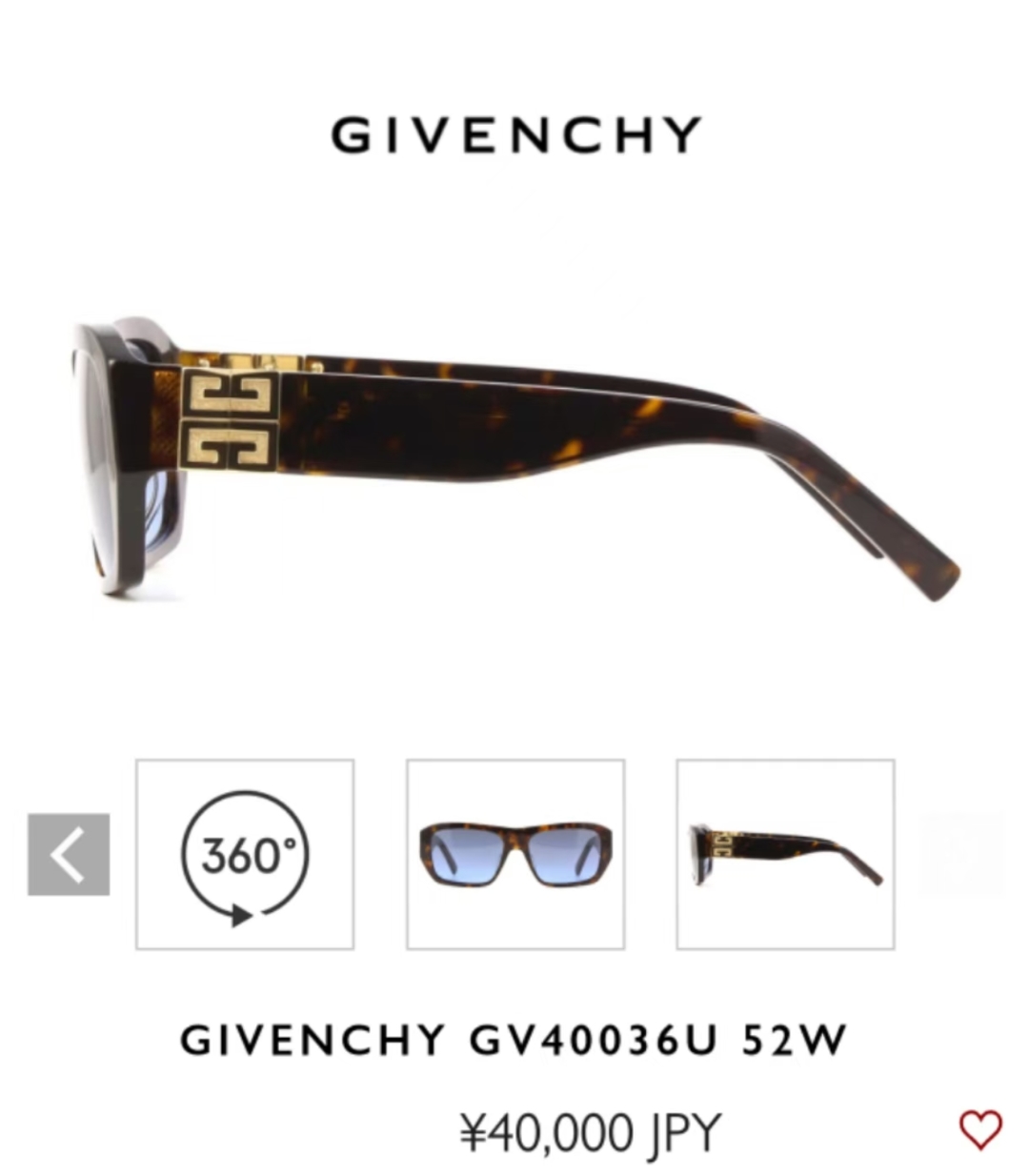 GIVENCHY
MOD：GV40036U
Size：56口17 135
