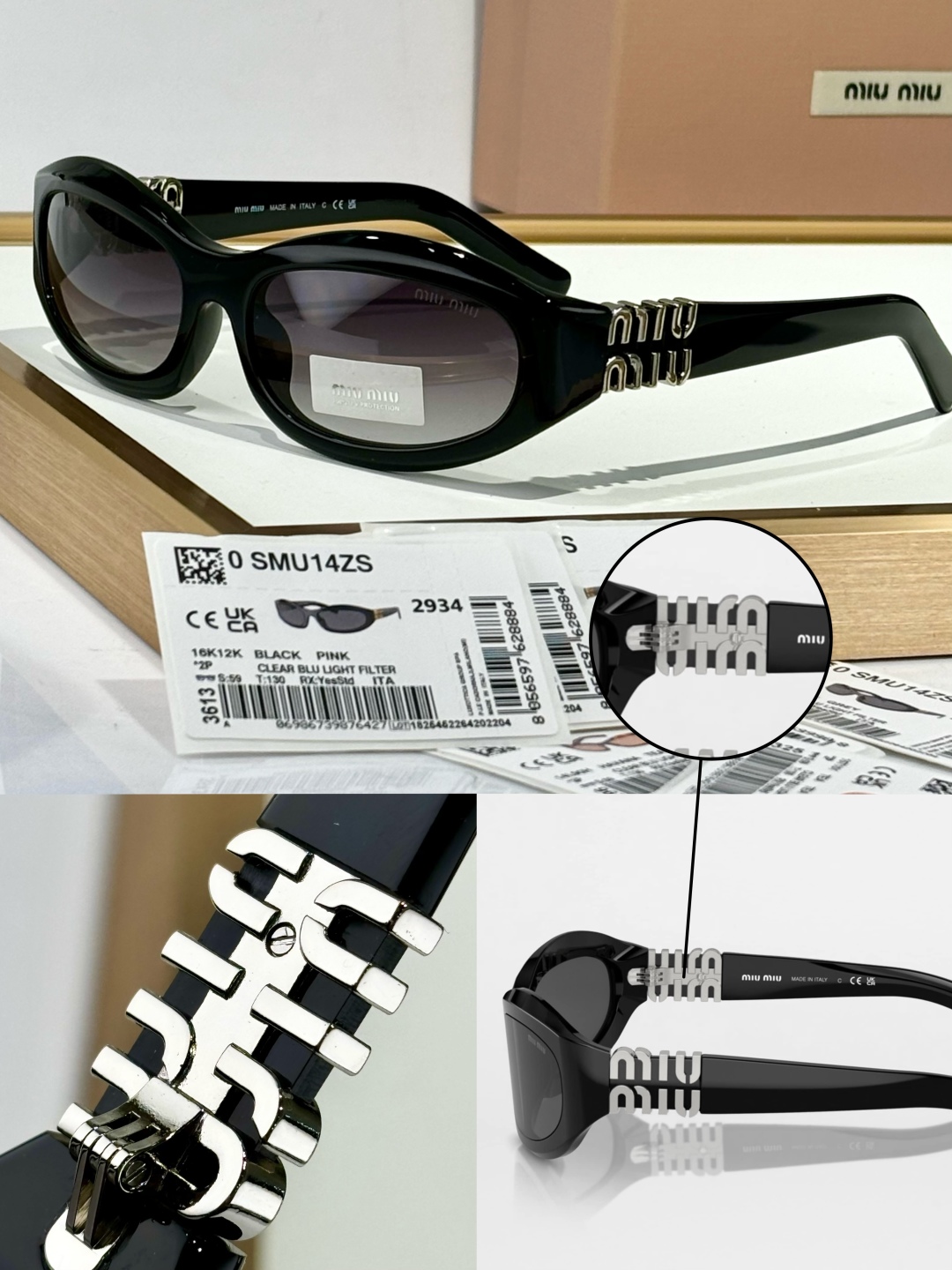  TOP QUALITY 
原版logo五金配件
MIU MI*
SMU14ZS
SIZE59-17-1
