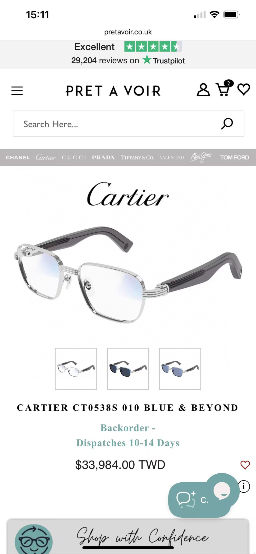 Cartier
MOD：CT0538S
Size：55口17 145
