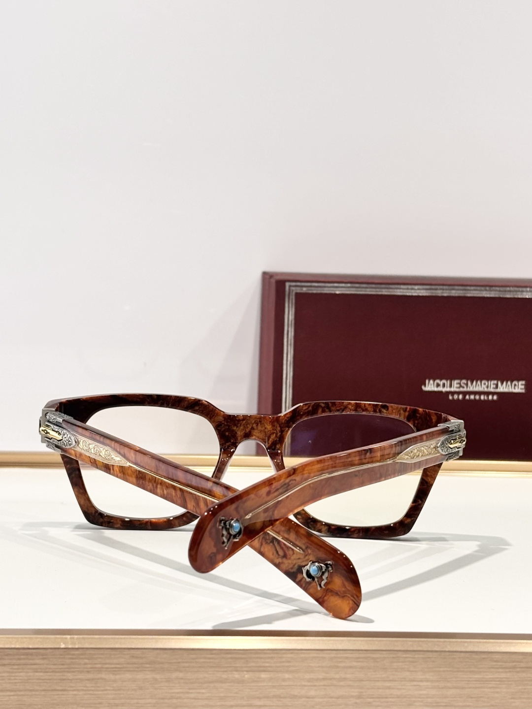 JACQUES MARIE MAGE绿松石系列 原版复刻日本手工眼镜镜框採用厚金属打造出復古的镜框作品M