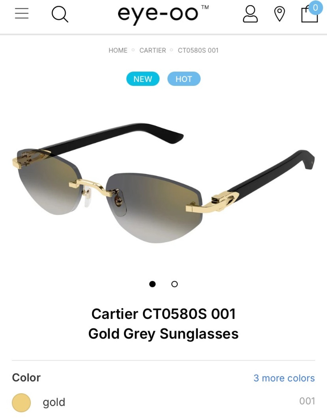 Cartie*MOD：CT0580Ssize：56-18 145