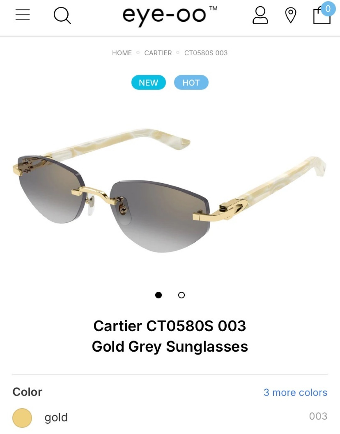 Cartie*MOD：CT0580Ssize：56-18 145