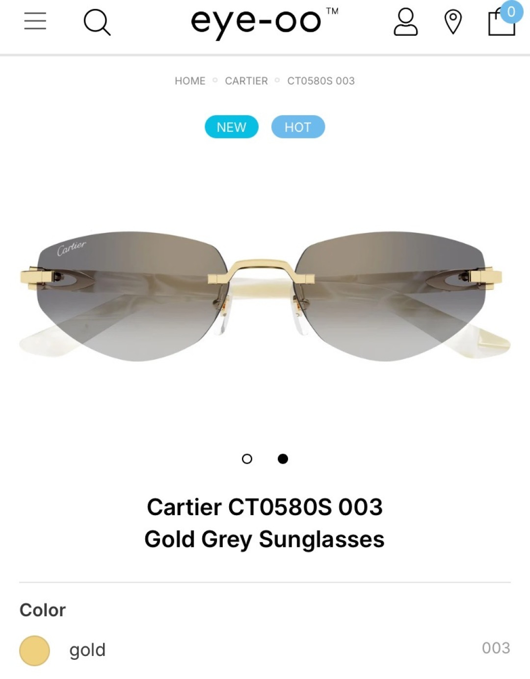 Cartie*MOD：CT0580Ssize：56-18 145