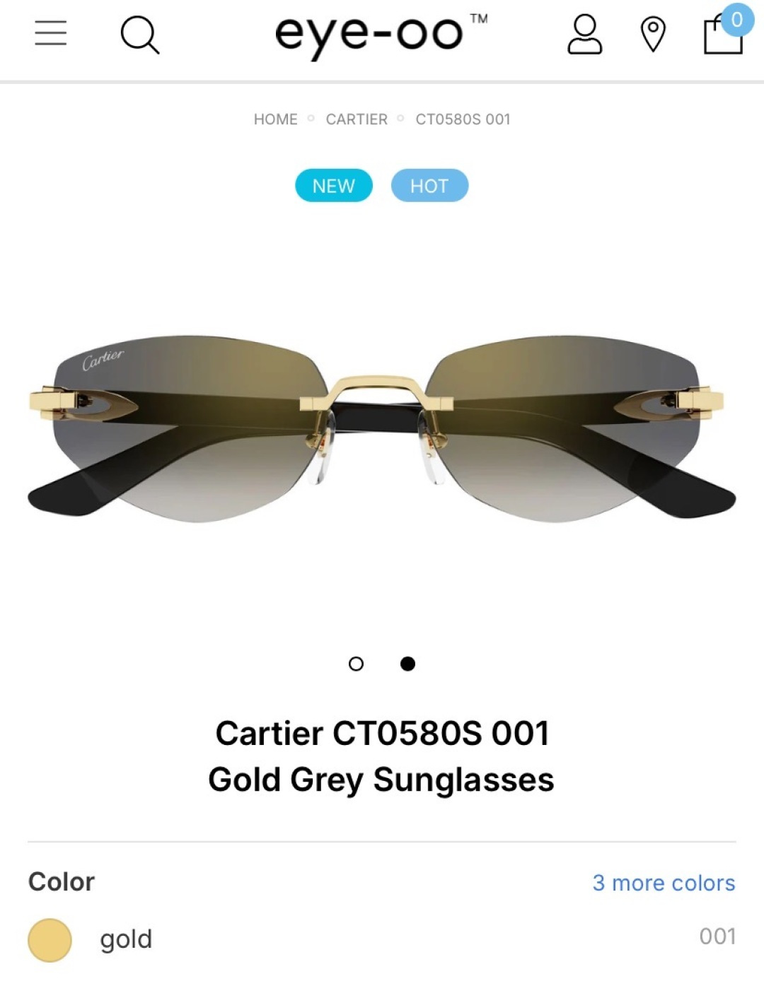 Cartie*MOD：CT0580Ssize：56-18 145