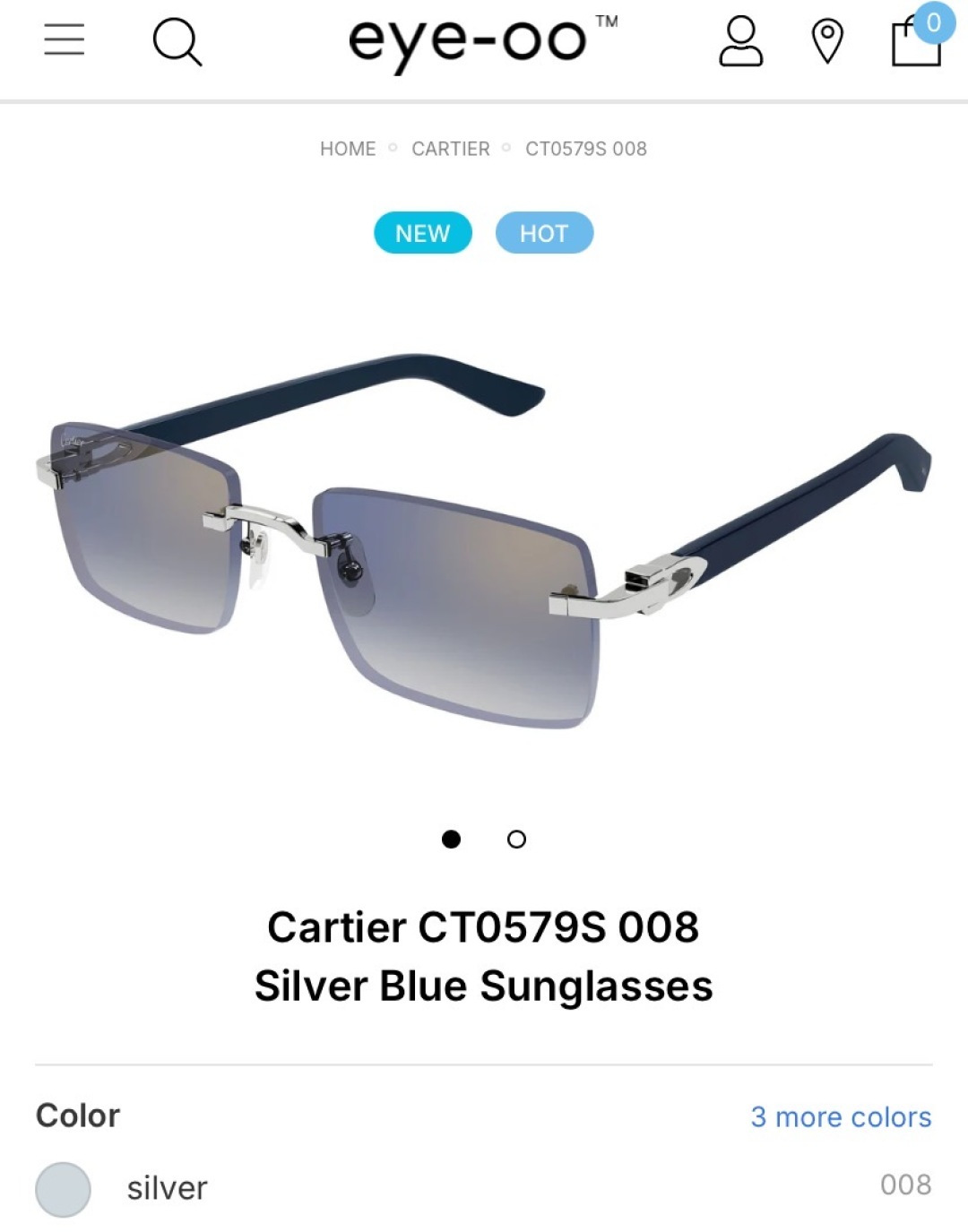 CartierMODEL：CT0579SSIZE：57口19-145