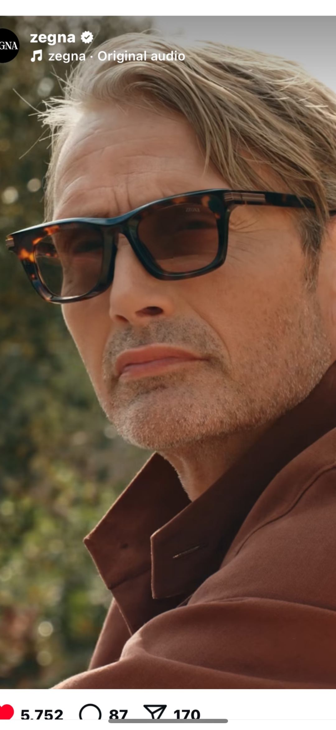 Mads Mikkelsen in Zegna ZEGNAMOD：EZ0269Size:50口23-14