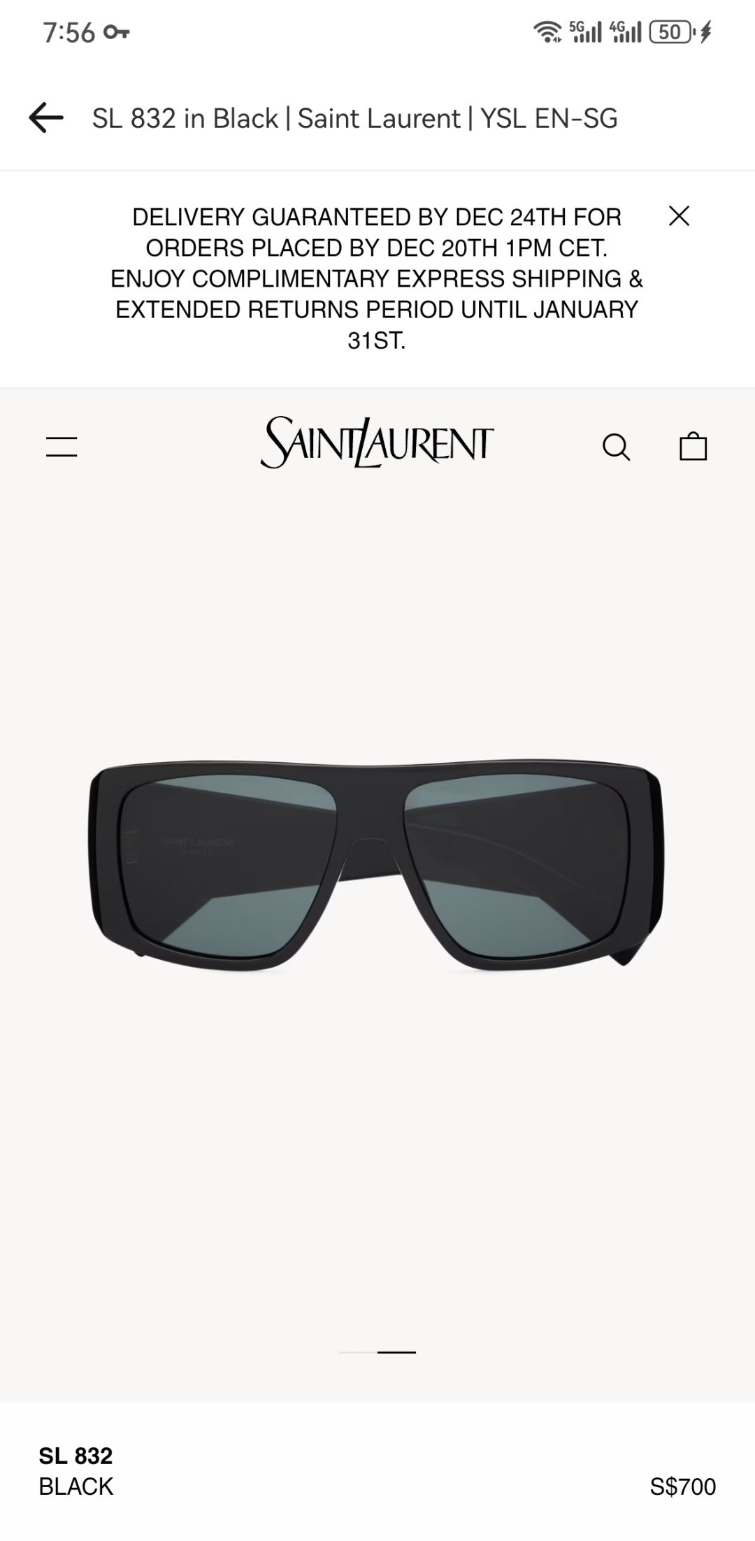 𝐒𝐀𝐈𝐍𝐓 SAINT LAURENTMOD：SL832size：58口15-145