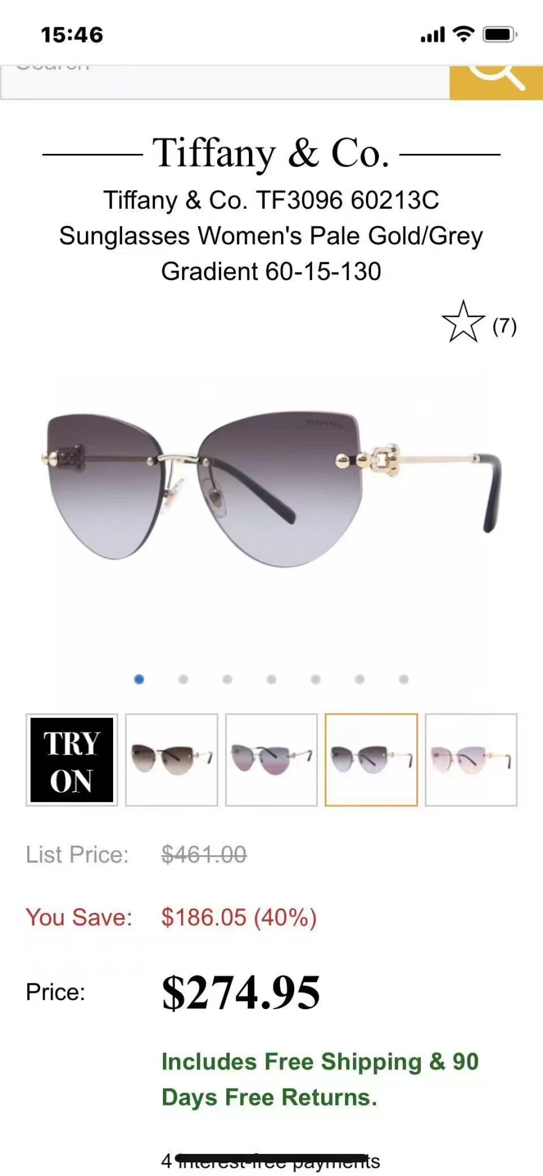 TIFFANY&Co.MODEL：OTF3096SIZE：60口15-135