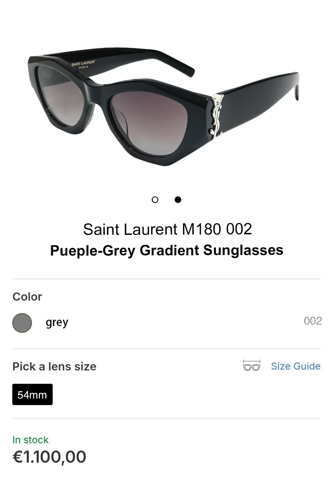 SAINT LAURENT MOD：SLM180/FSIZE:54口19-145