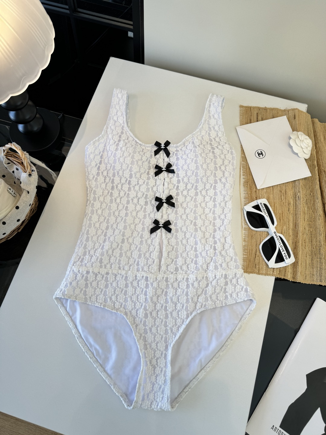 。Chanel香奈儿蕾丝连体泳衣👙S M L XL