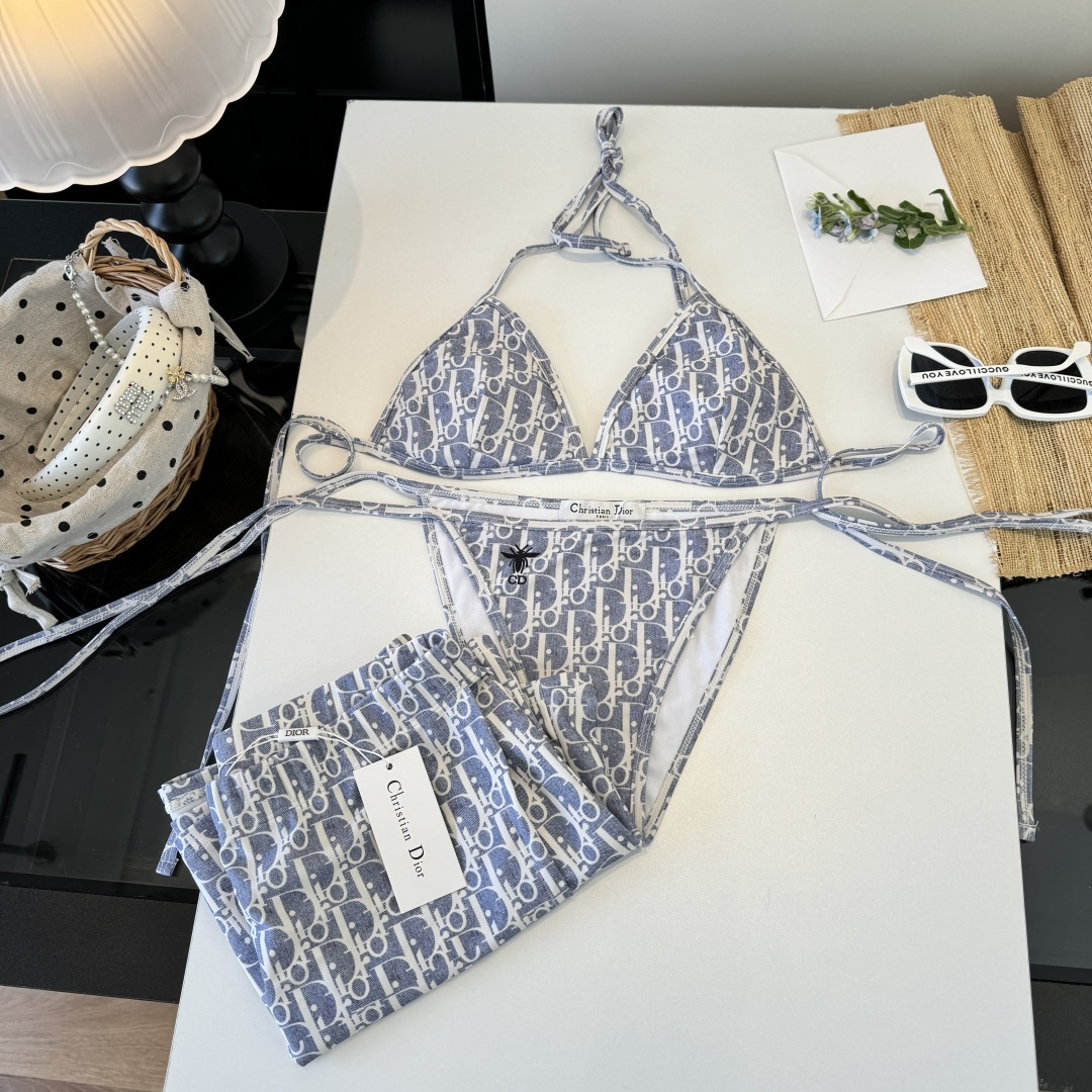 。Dior迪奥官方新款分体三件套 泳衣比基尼，S M L XL