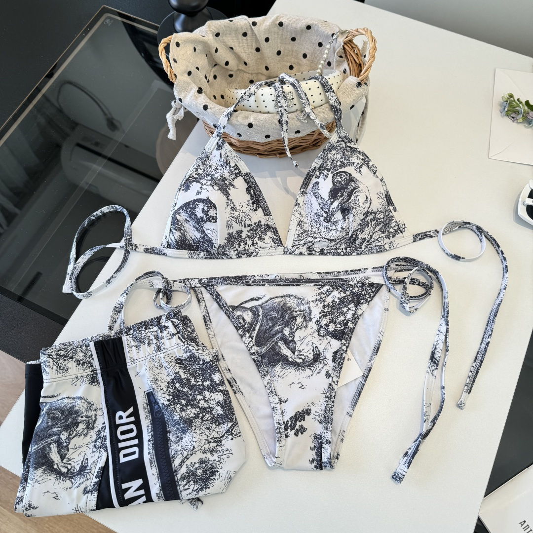 。Dior迪奥官方新款分体三件套 泳衣比基尼，S M L XL
