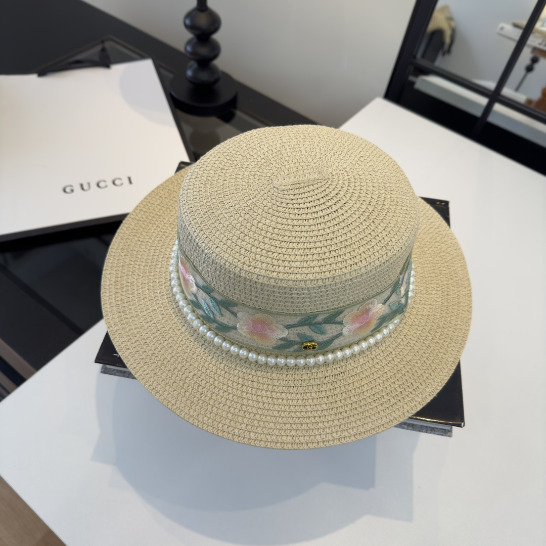 PGucci古奇新款平顶礼帽，头围57cm
