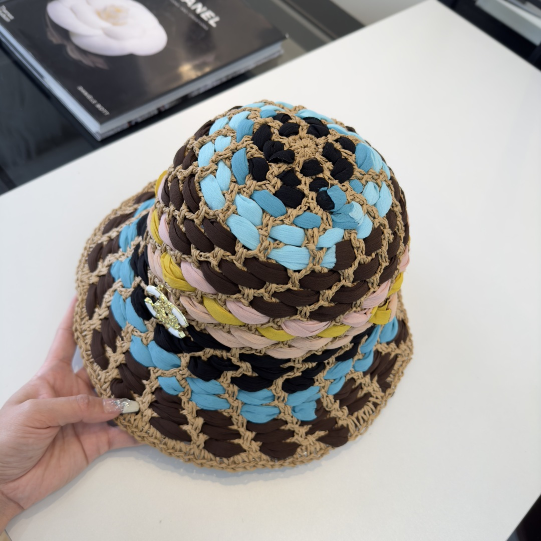 Chanel Chanel香奈儿手工编织渔夫帽，夏日遮阳帽，头围57cm 可折叠