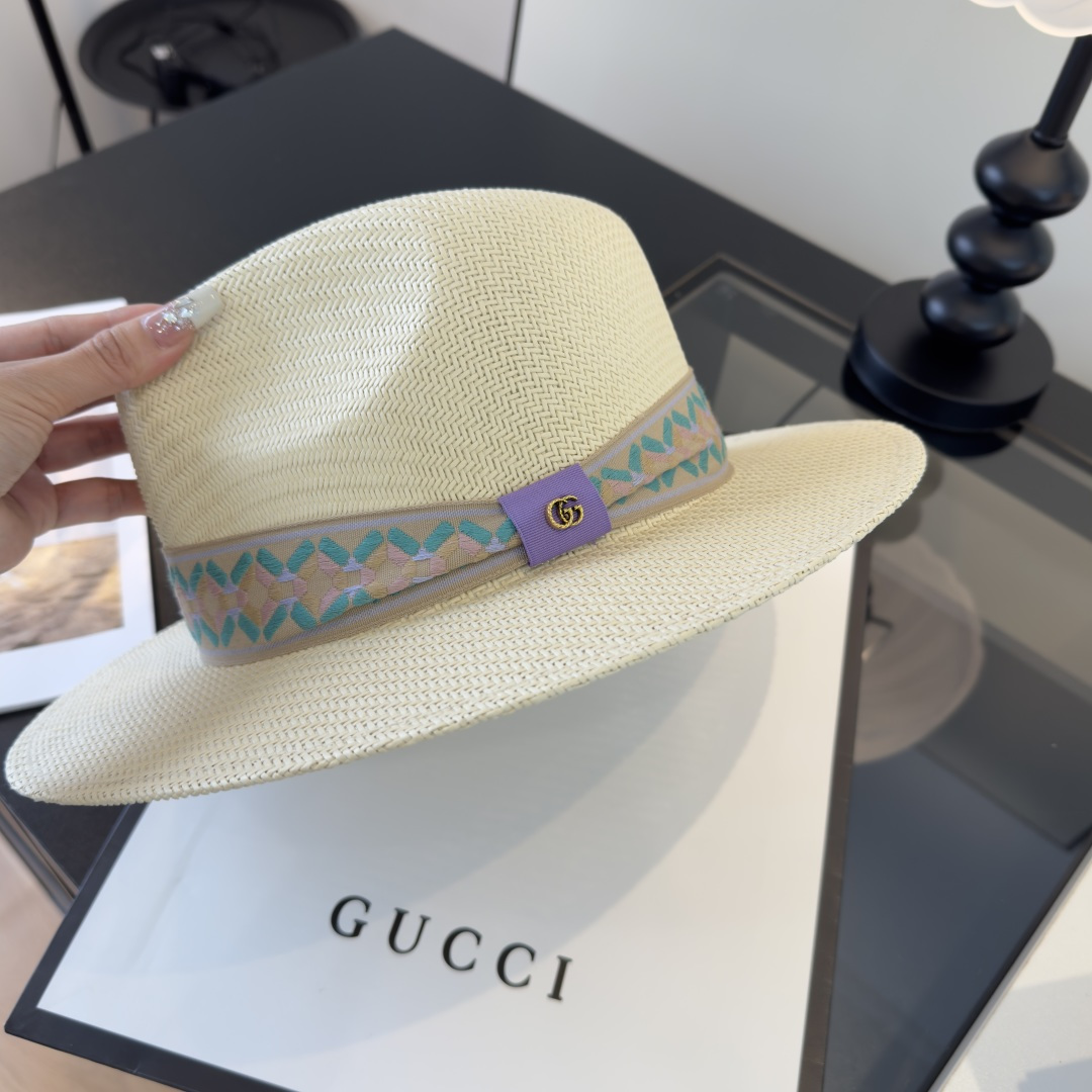 Gucci Gucci古奇 名媛风礼帽进口台湾PP草，头围57cm