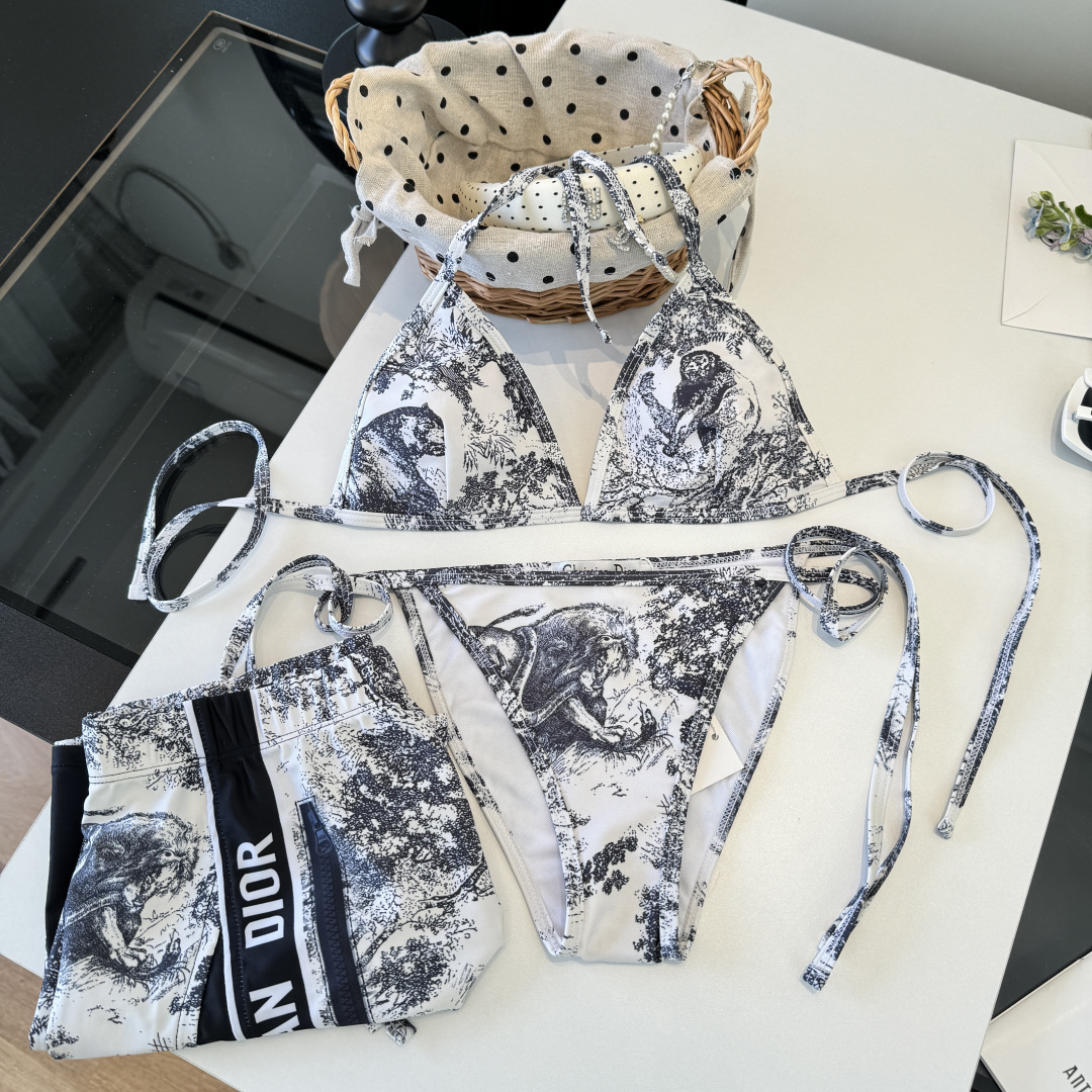 。Dior迪奥官方新款分体三件套 泳衣比基尼，S M L XL