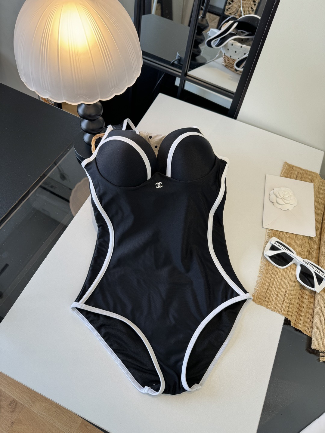 🌾Chanel香奈儿新款带钢圈连体泳衣👙❤️😍🥰适合多种场景的游泳衣🏊‍♀️海边 游泳池 温泉 水上乐园