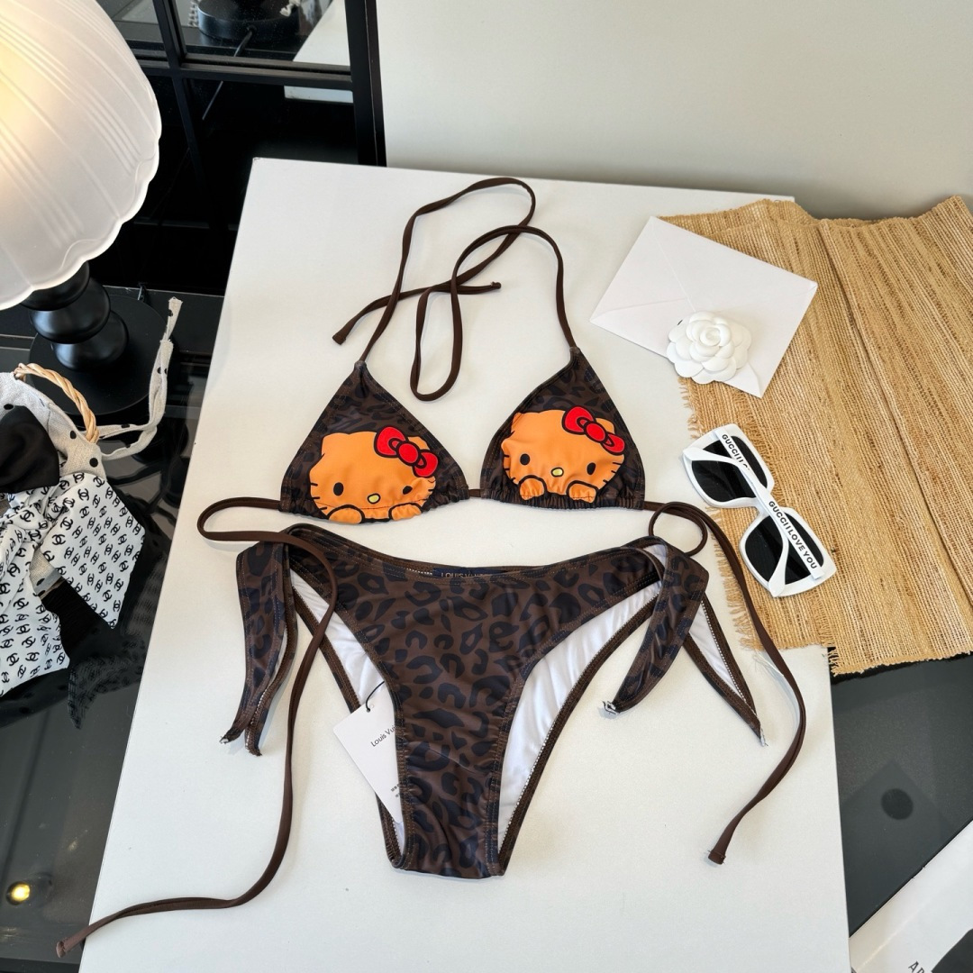 🌾LV路易威登豹纹分体比基尼👙泳衣，S M L XL
