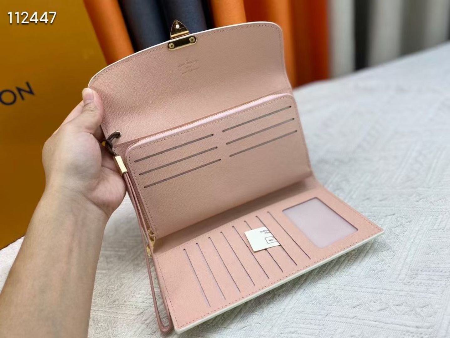 清爽白格のクラシック牛皮財布 - 大容量・多機能