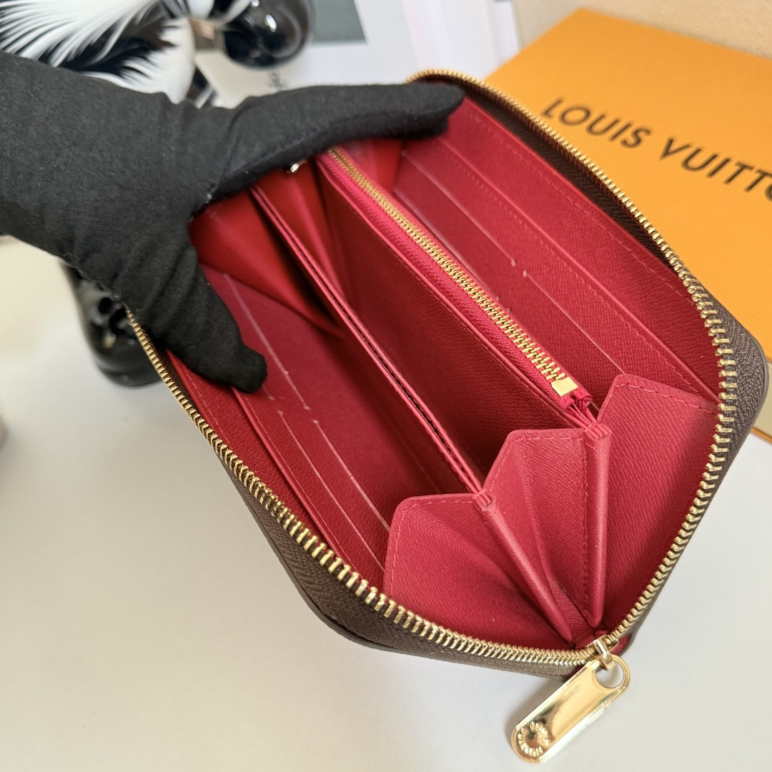 エレガントなラウンドジッパー財布 - 老花樱桃柄