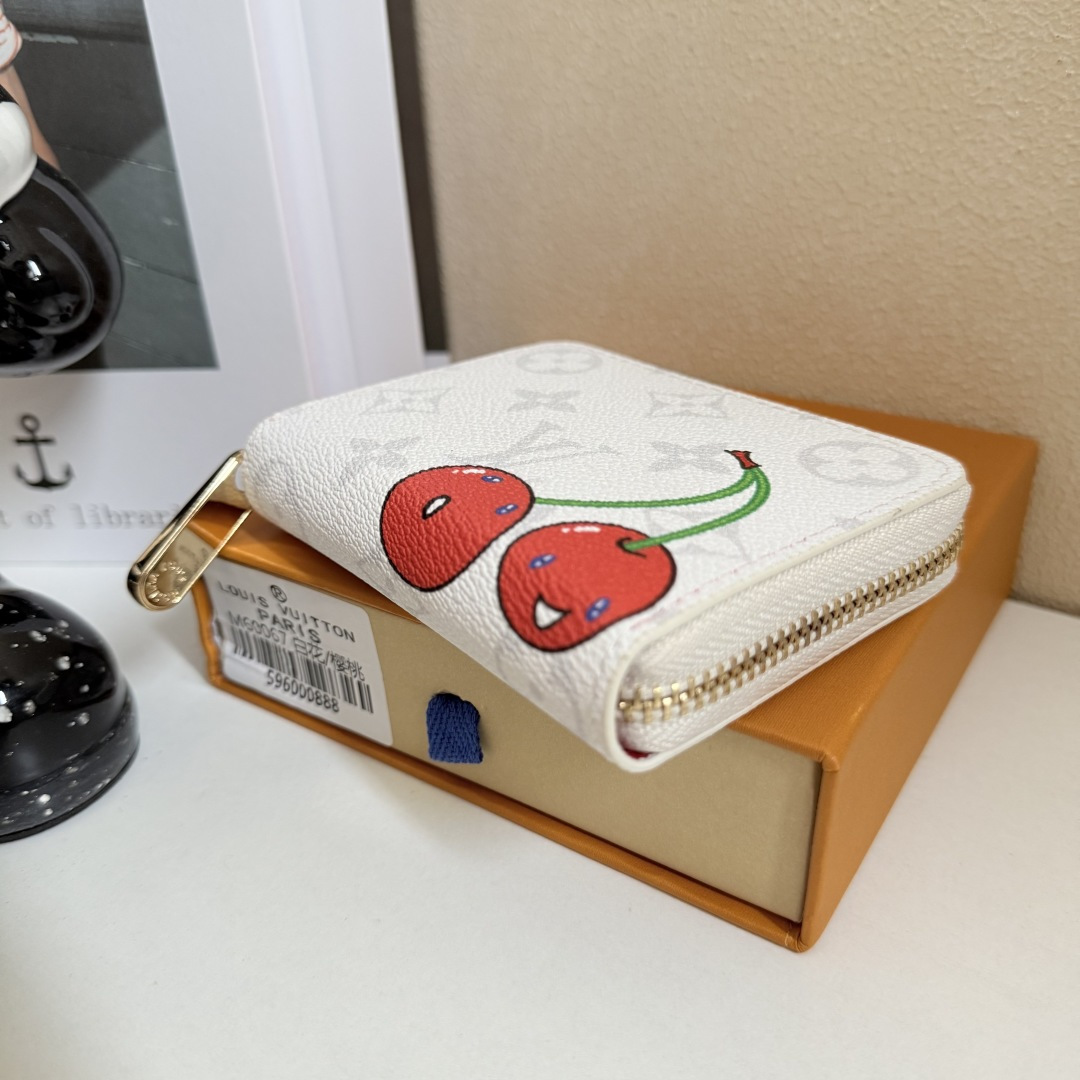 老花樱桃のコンパクトラウンドファスナー財布