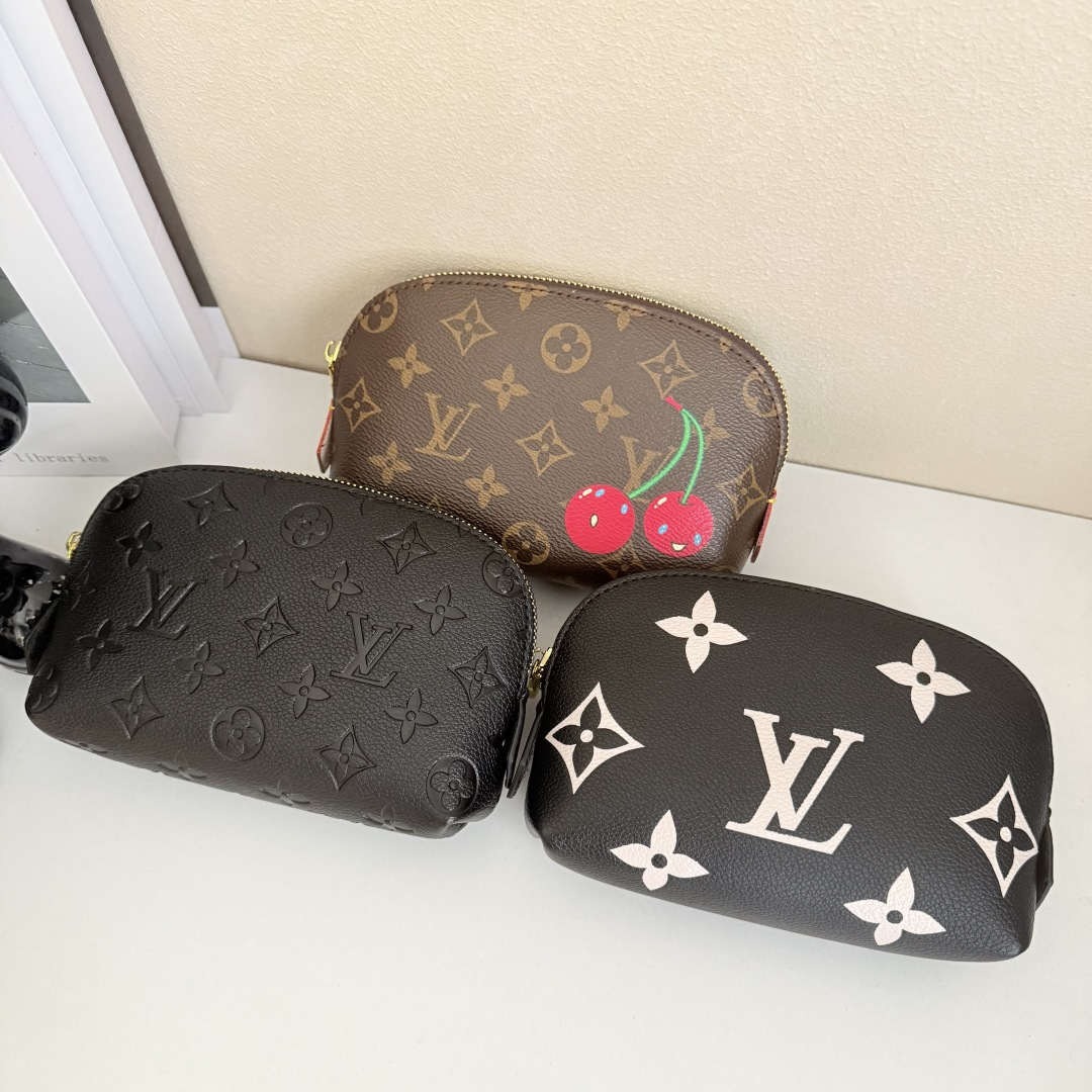 モンogram化粧ポーチ M47515 荔枝纹圧印デザイン