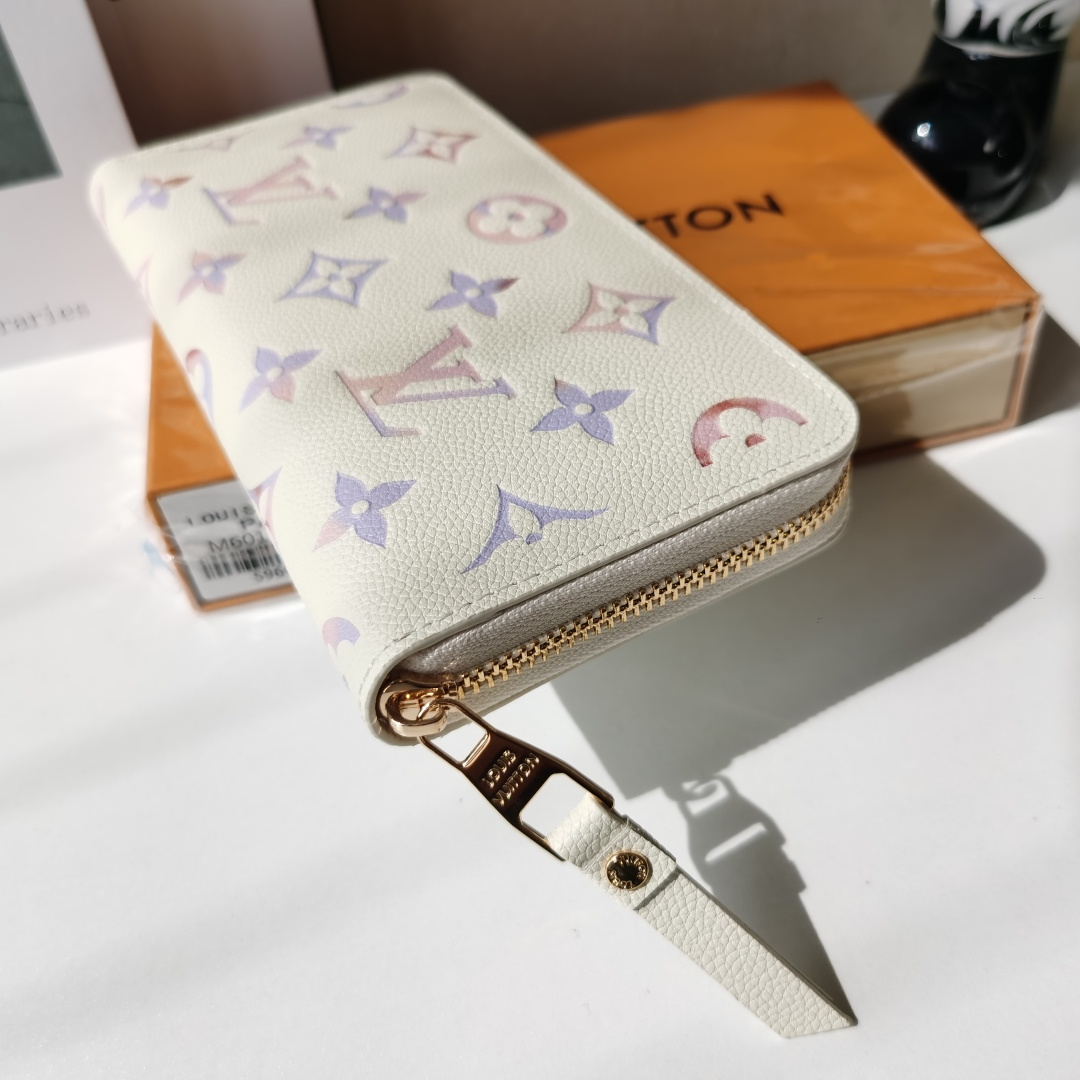 ルイ・ヴィトン M25594 モノグラム エンプラント 二色ラウンドファスナー財布