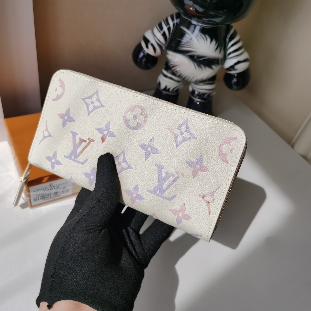 ルイ・ヴィトン M25594 モノグラム エンプラント 二色ラウンドファスナー財布