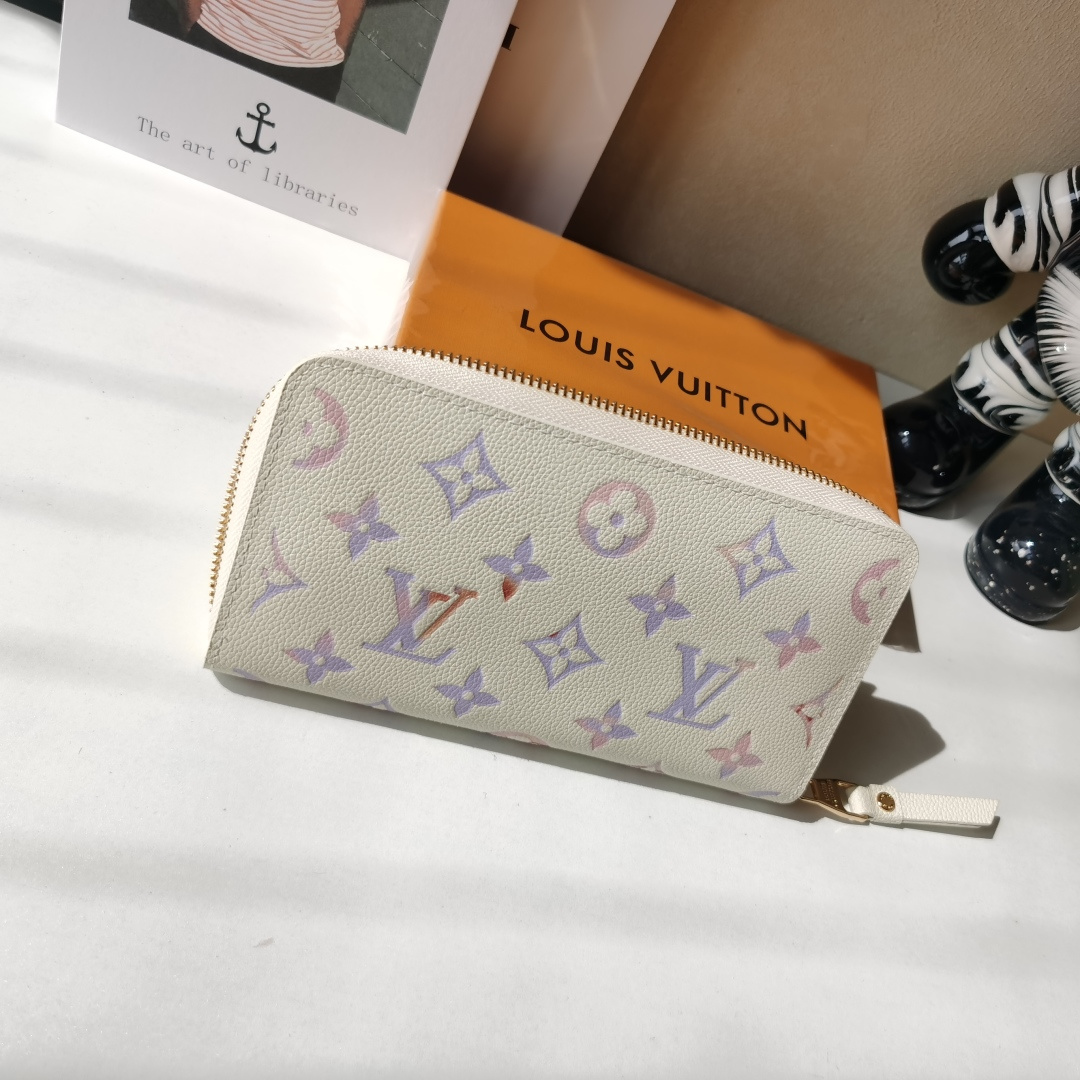 ルイ・ヴィトン M25594 モノグラム エンプラント 二色ラウンドファスナー財布