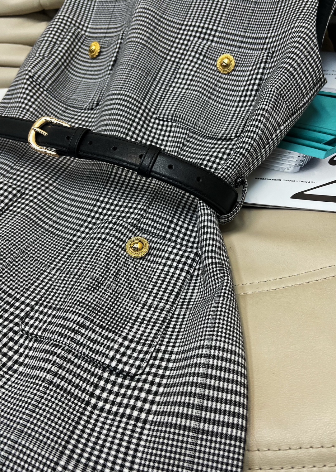 Elegant Sleeveless Grey Plaid A-Line Dress with Floral Accents - Chic & Flattering 5 cmp i1750240889078 8088 0 3