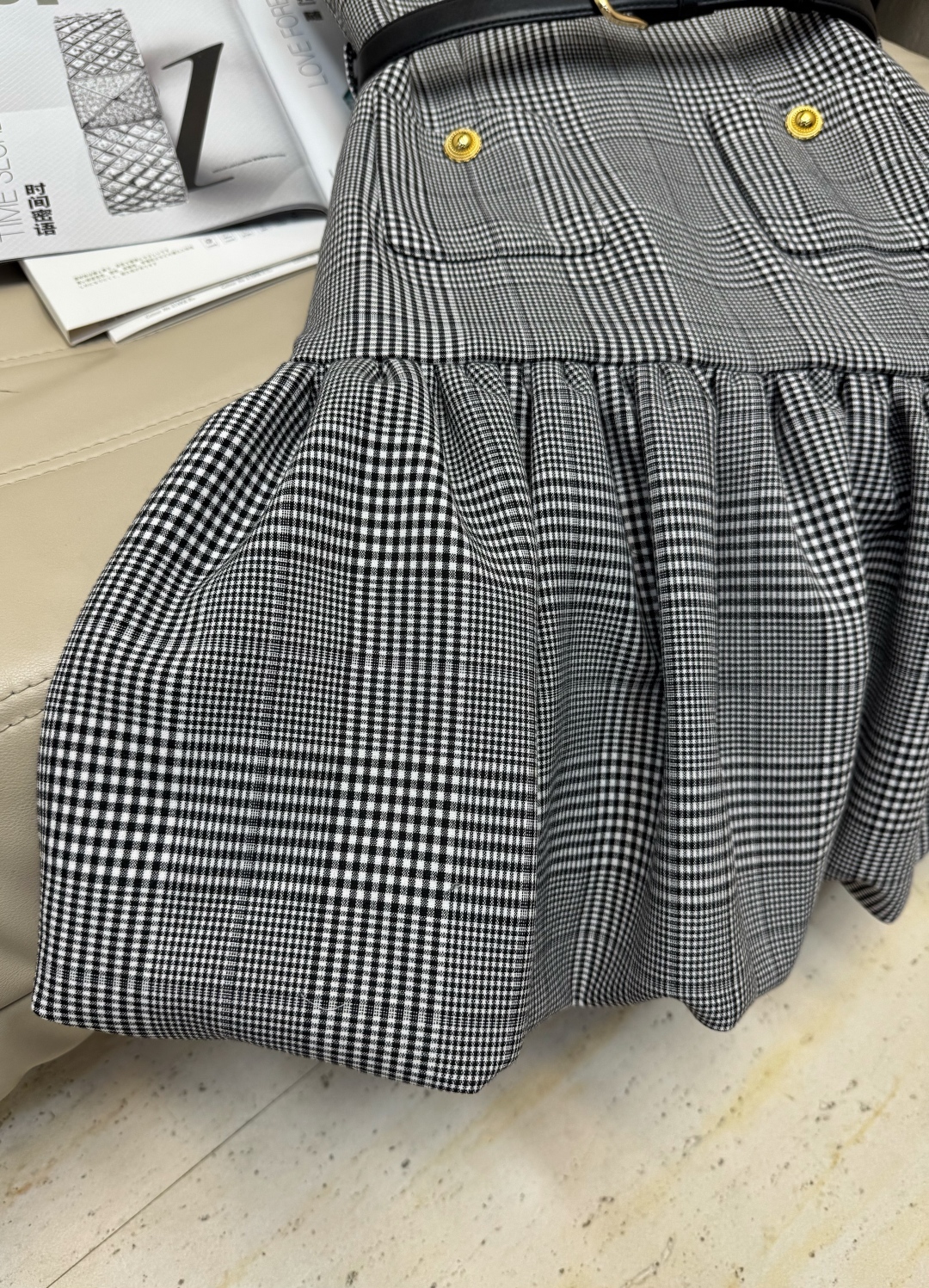 Elegant Sleeveless Grey Plaid A-Line Dress with Floral Accents - Chic & Flattering 6 cmp i1750240889218 6848 0 4