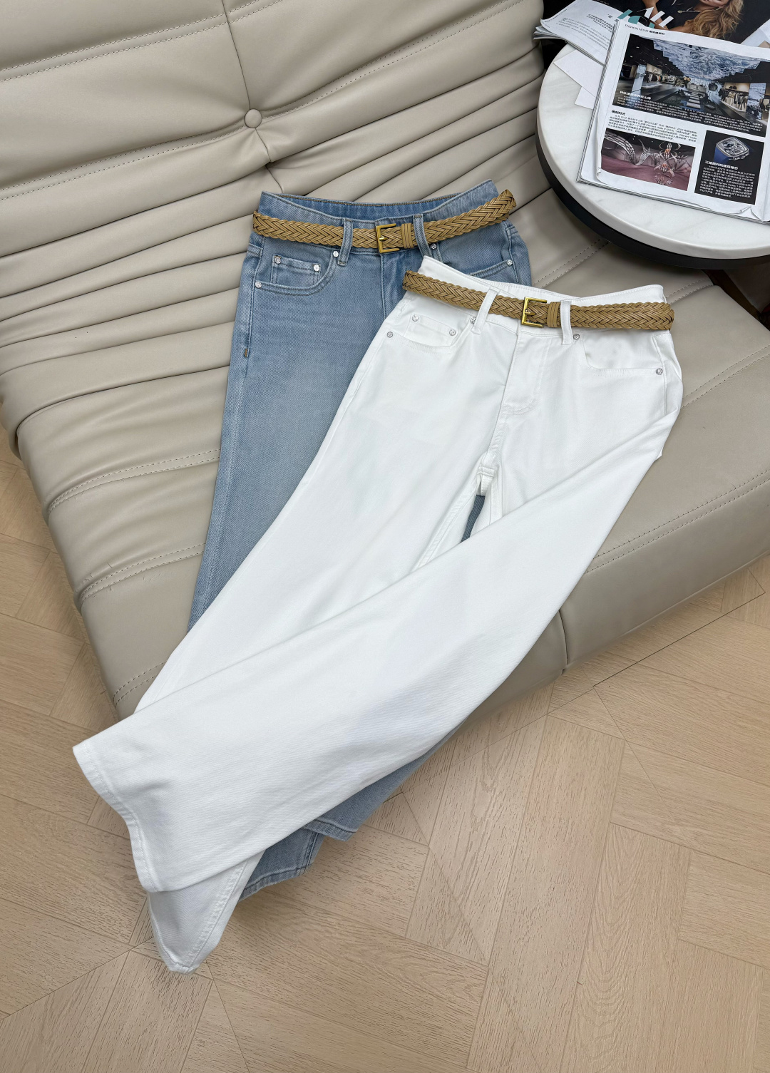 NO:836600,2026 new style nine-point straight jeans. Made of pure cotton with hand-woven belt. The fabric is soft and drapey. The high-waist design modifies the waistline. The straight-leg pants cover the crotch and make you look slimmer. The pear-shaped body is friendly and can be easily controlled even if the leg shape is not perfect. The color is versatile and can be worn with T-shirts, shirts and suspenders. It is OK for commuting and leisure!  It is opaque and stress-free for daily wear. It is a must-have for spring and summer wardrobes. S-XL two colors, jeans, shirts, tees, t-shirts,198609092026新款九分直筒牛仔裤 纯棉材质 配手工编织腰带 面料柔软有垂感 高腰设计修饰腰线,直筒裤型遮胯显瘦,梨形身材友好,腿型不完美也能轻松驾驭 颜色百搭,T恤、衬衫、吊带随便搭,通勤休闲都OK！不透光,日常穿搭无压力,是春夏衣橱必备实 S-XL 两色,,jeans,shirts,tees，t-shirt,,Women's clothing