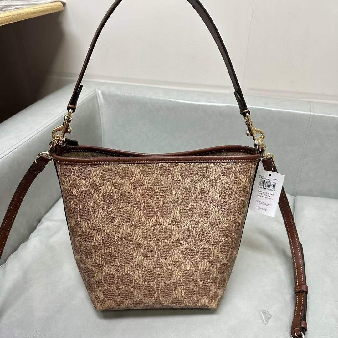 Coach ～纯原 Coach蔻驰CT800 最新款City bucket系列 老花水桶包 牛皮配PVC材质